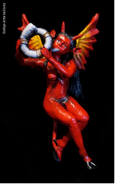 Devil with a Horn - retablo sculpture