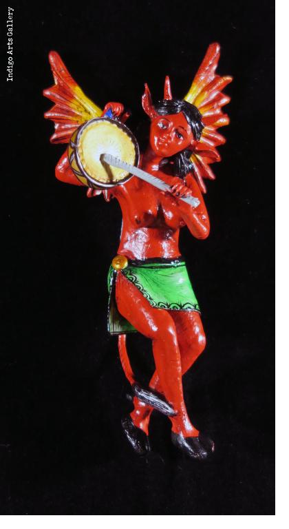 Diabla with a drum - retablo sculpture