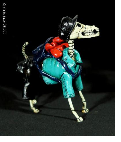 Calavera Valentine Dog - Retablo Figure
