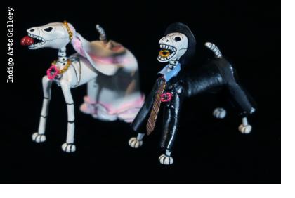 Calavera Novios Dogs - Retablo Figures