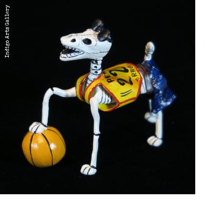 Calavera Basketball Dog - Retablo Figure