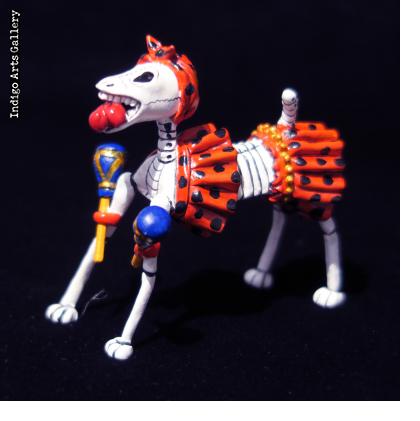 Calavera Dog with Maracas - Retablo Figure