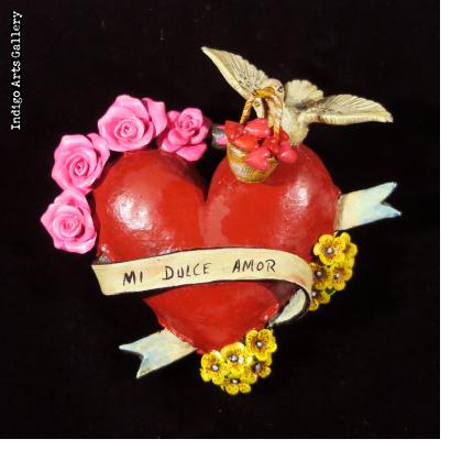 "Mi Dulce Amor" (My Sweet Love) Retablo Heart Ornament