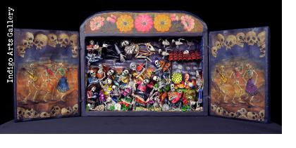 Party in the Cemetery - Day of the Dead Retablo (Version 22)