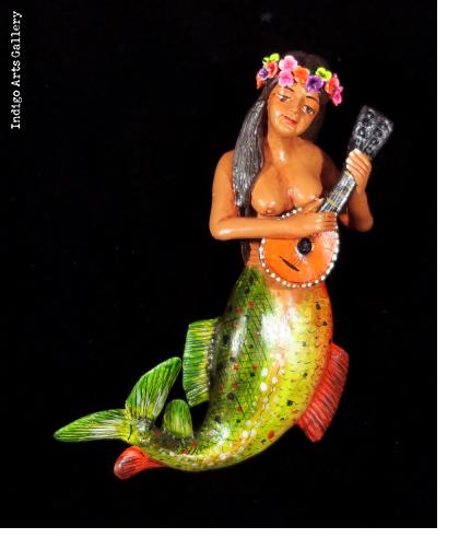 La Sirena with Mandolin - Retablo Ornament