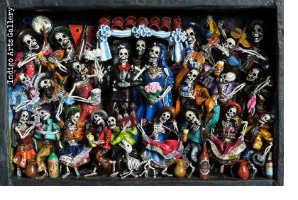 Boda de los Muertos (Skeleton Wedding) - Retablo