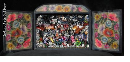 Party in the Cemetery - Day of the Dead Retablo (Version 12)