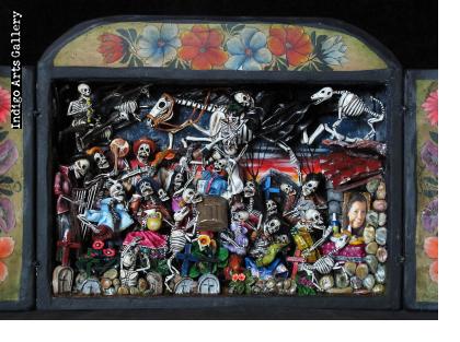 Party in the Cemetery - Day of the Dead Retablo (Version 13)