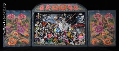Party in the Cemetery - Day of the Dead Retablo (Version 14)