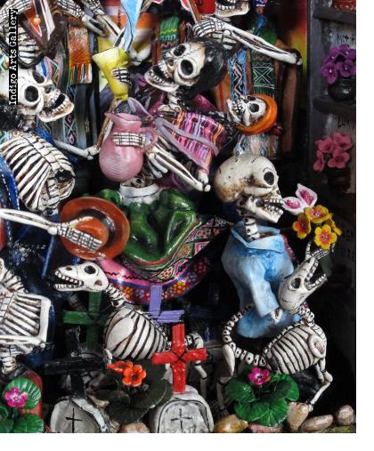 Party in the Cemetery - Day of the Dead Retablo (Version 15)