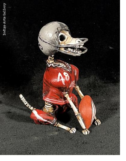 Calavera Football Player Dog - Retablo Figure