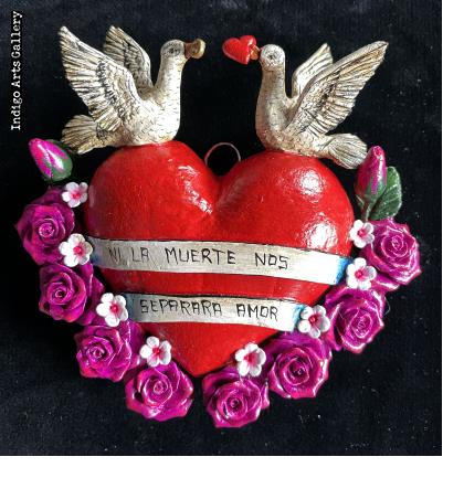 "Ni La Muerte Nos Separara Amor" Retablo Heart Ornament