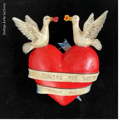 "Juntos for Siempre Amor Bio" (Together always my love) Retablo Heart Ornament