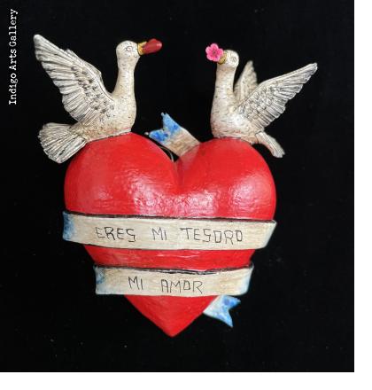 "Eres Mi Tesoro Mi Amor" (You are my treasure my love) Retablo Heart Ornament