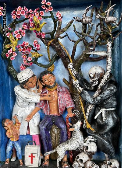 The Battle Between Life and Death - retablo