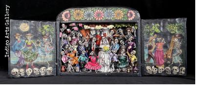 Boda de los Muertos (Skeleton Wedding - version 8) - Retablo