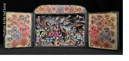 Party in the Cemetery - Day of the Dead Retablo (Version 25)