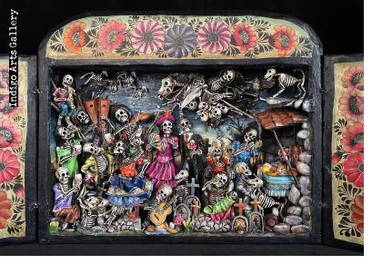 Party in the Cemetery - Day of the Dead Retablo (Version 25)