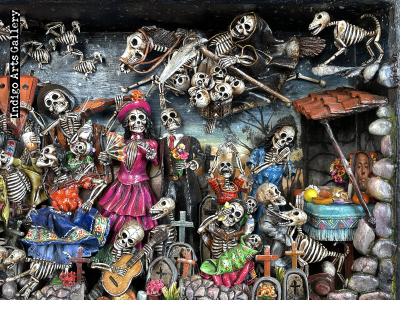 Party in the Cemetery - Day of the Dead Retablo (Version 25)