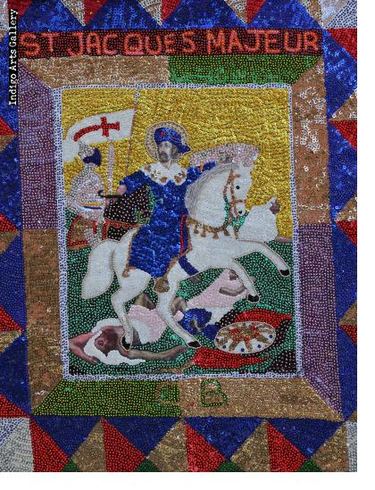 St. Jacques Majeur - Ceremonial Vodou Flag with fringe by Clotaire Bazile