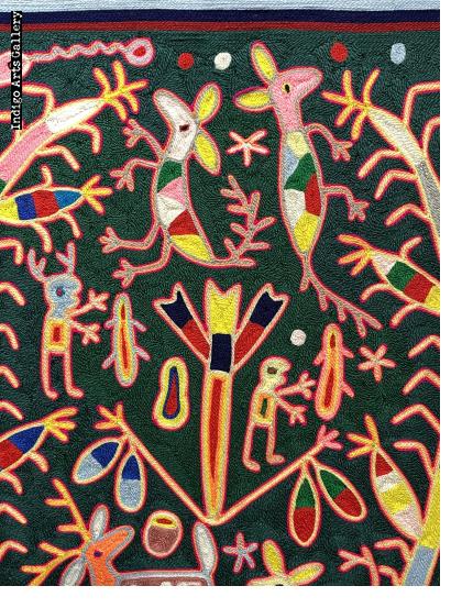 The Deer God, the Shaman and the Maize of Five Colors - Nierika Yarn Painting