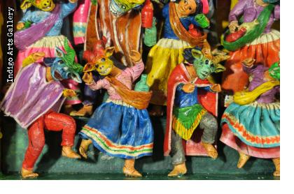 Masked Carnaval Musicians (Fiesta) - Retablo