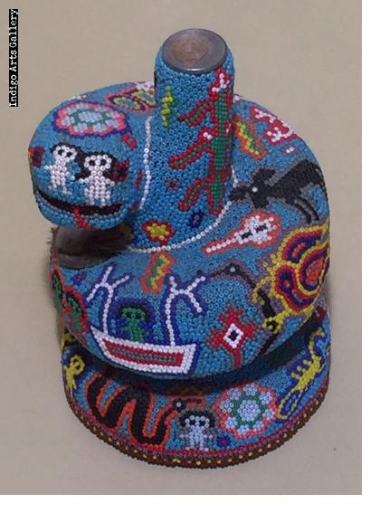 Coiled Snake - Huichol Beaded Sculpture by Luis Ruiz