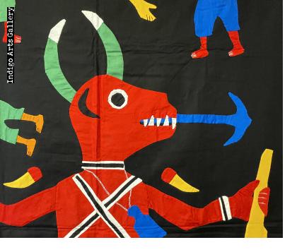 Daguesu (Lightning-splitting Ram) in Battle - Fon Banner from Benin