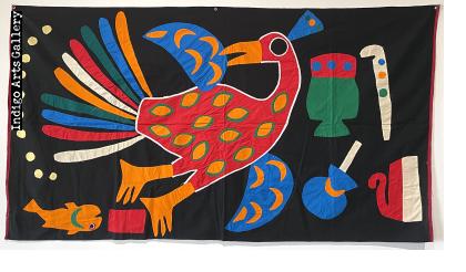 Peacock - Fon Applique Banner from Benin