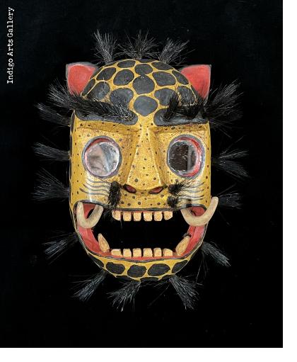 Contemporary Jaguar Mask with Mirror Eyes