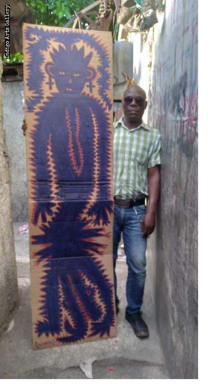 Untitled (Spirit Figure) with artist in Haiti, 2022.