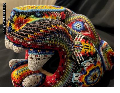Large Jaguar Head/Mask - Huichol Beaded Sculpture