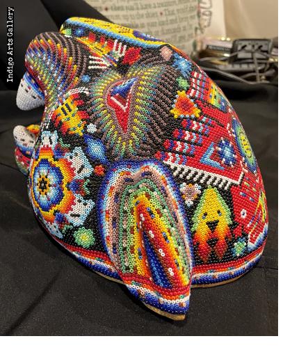 Large Jaguar Head/Mask - Huichol Beaded Sculpture