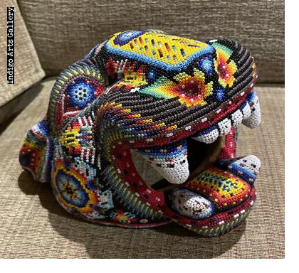 Large Jaguar Head/Mask - Huichol Beaded Sculpture