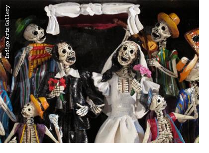 Boda de los Muertos (Skeleton Wedding) - Retablo