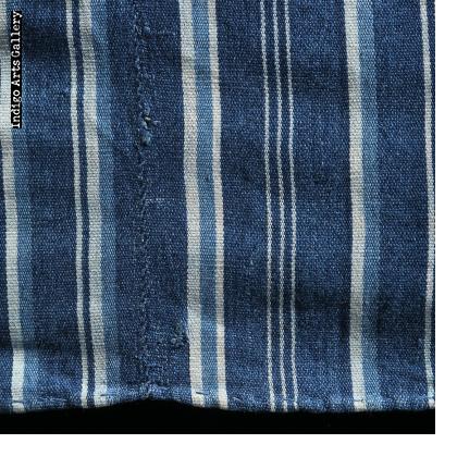 Indigo strip-weave cotton cloth