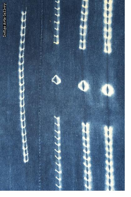 Vintage Indigo stitch-resist dyed strip-weave cloth