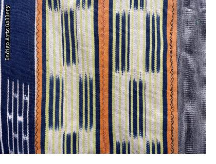 Baule Indigo ikat strip-weave cotton fabric
