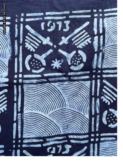 "1973"  Yoruba Indigo Resist-dye "Adire Eleko" Cloth