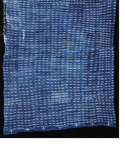Vintage Indigo stitch-resist dyed strip-weave cloth
