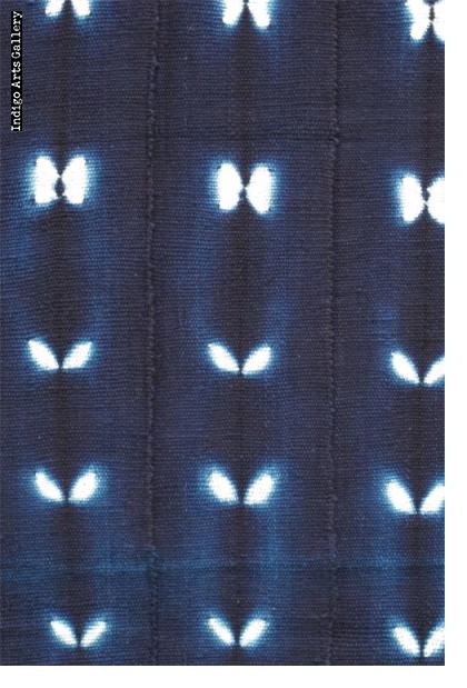 Bamana Indigo stitch-resist-dyed strip-weave cloth