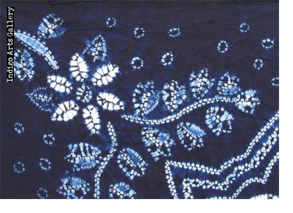 Indigo stitch-resist-dyed cotton cloth