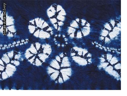 Indigo stitch-resist-dyed cotton cloth from Yunnan