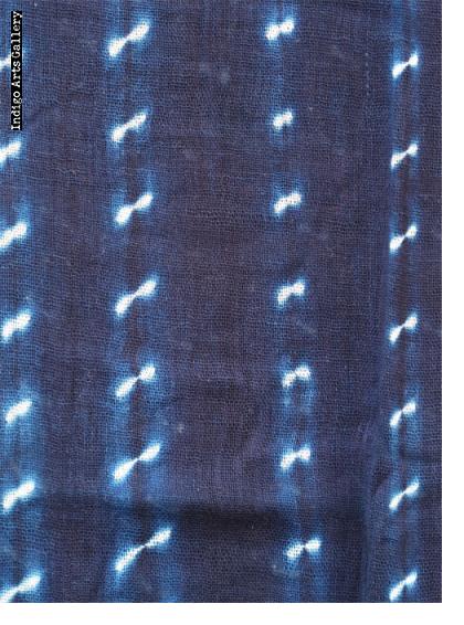 Indigo stitch-resist dyed light-weight cotton scarf