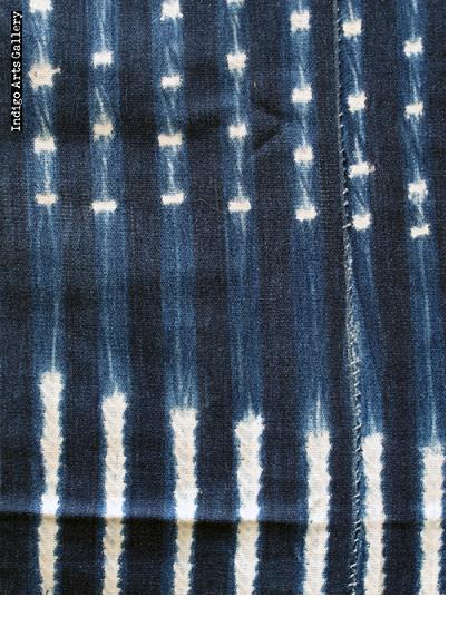 Vintage Indigo stitch-resist dyed strip-weave cloth