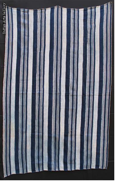 Vintage Indigo strip-weave cotton blanket