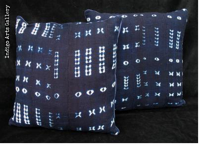 Indigo Tie-dye Pillow from Burkina Faso