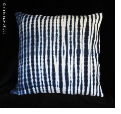 Resist-dyed Indigo Pillow from Mali