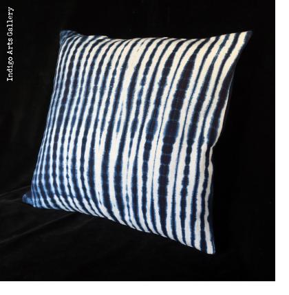 Resist-dyed Indigo Pillow from Mali