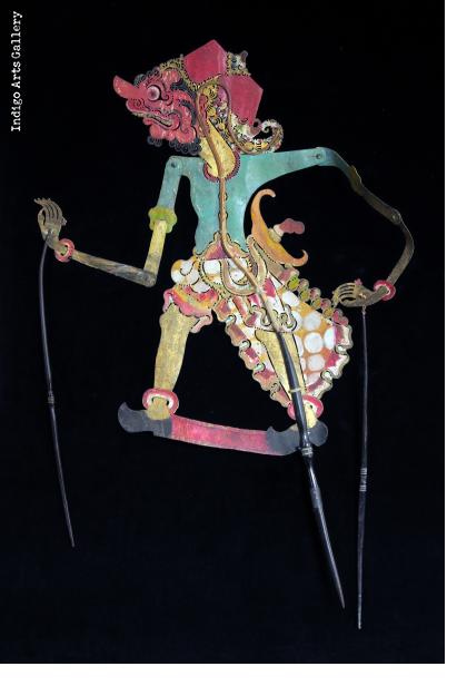 Handmade Indonesian puppet popular wayang kulit Asian art